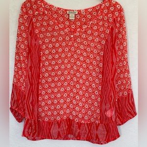 Lucky Brand Geometric Sheer Blouse